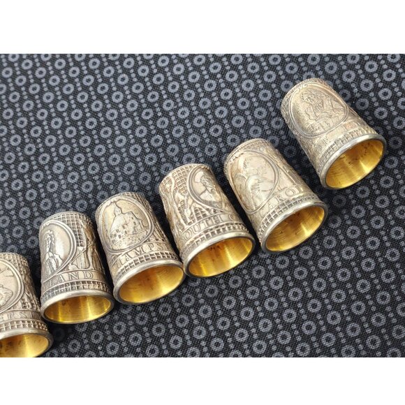 Antique Simons Bros. Sterling Silver Thimble Lot of 8 – U.S. State Series (.925) - Picture 11 of 11